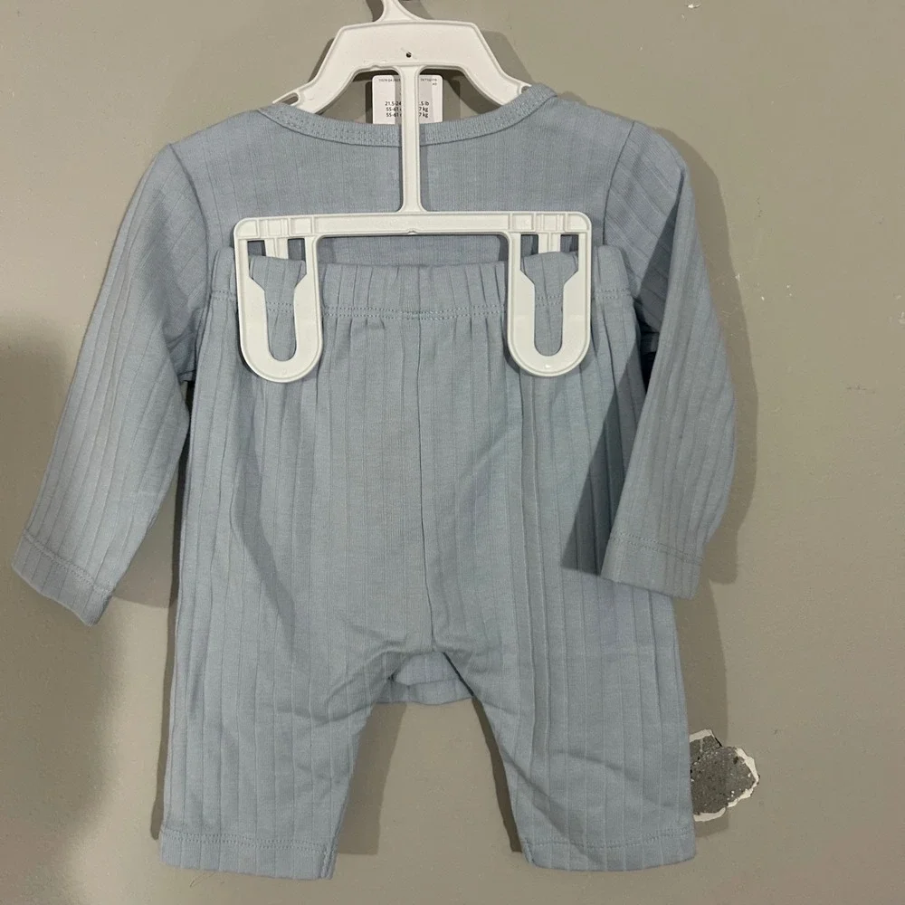 Carter's Pajama Set Kids 3M Blue NEW Bunny Ribbed Knit 2pc Long Sleeve Outfit